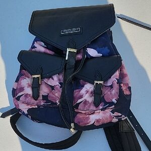 Victoria's Secret Black and Pink Floral Backpack